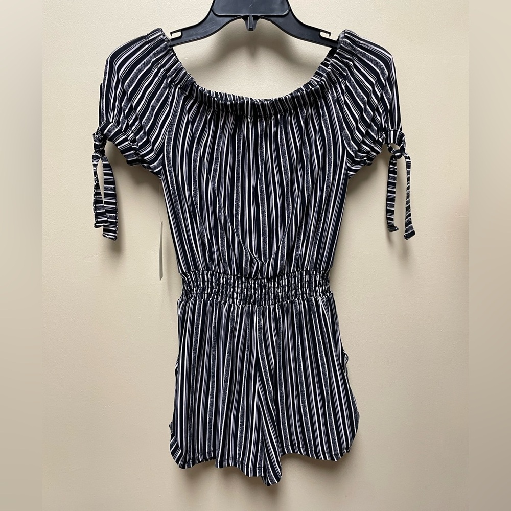 Striped Off-Shoulder Romper